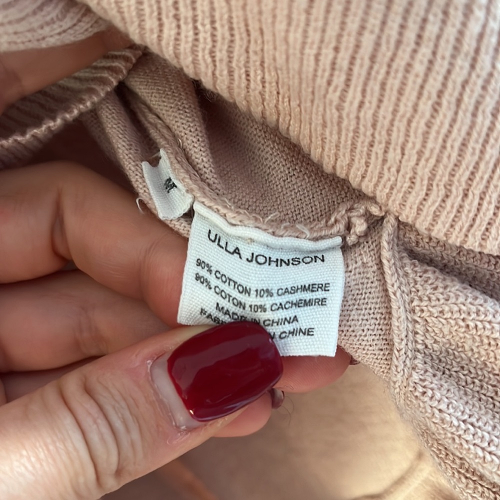 Ulla Johnson Cashmere/Cotton Blend Light Pink Ruffle Sweater Size Medium - Picture 4 of 5